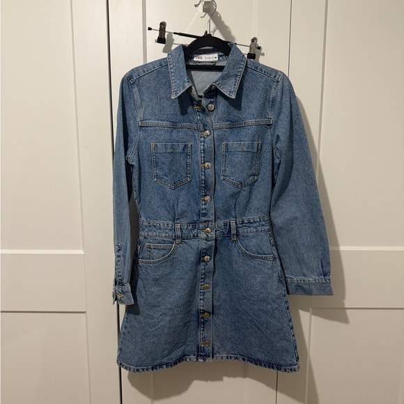 Zara Denim Button-Down Mini Dress - Picture 1 of 5